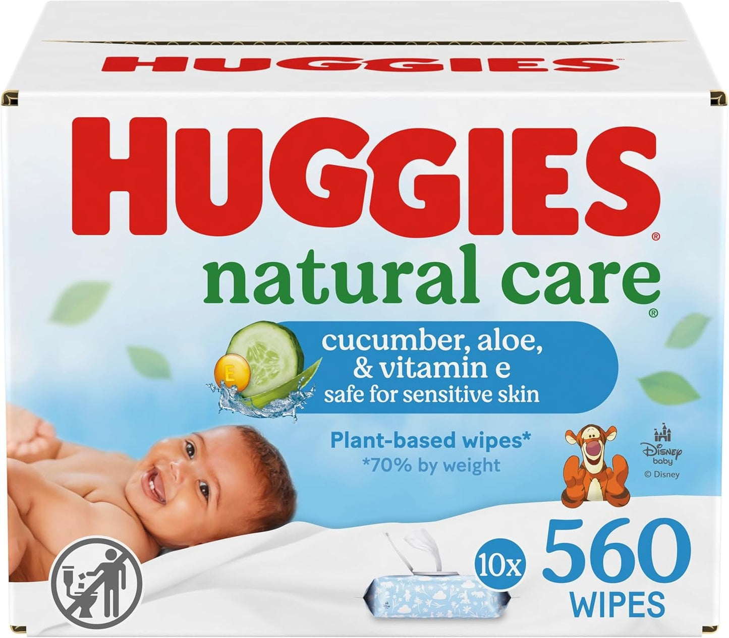 HUGGIES Refreshing Clean Scented Baby Wipes, Hypoallergenic, 10 Flip-top Packs, 56 Ct Each (560 Total Wipes)