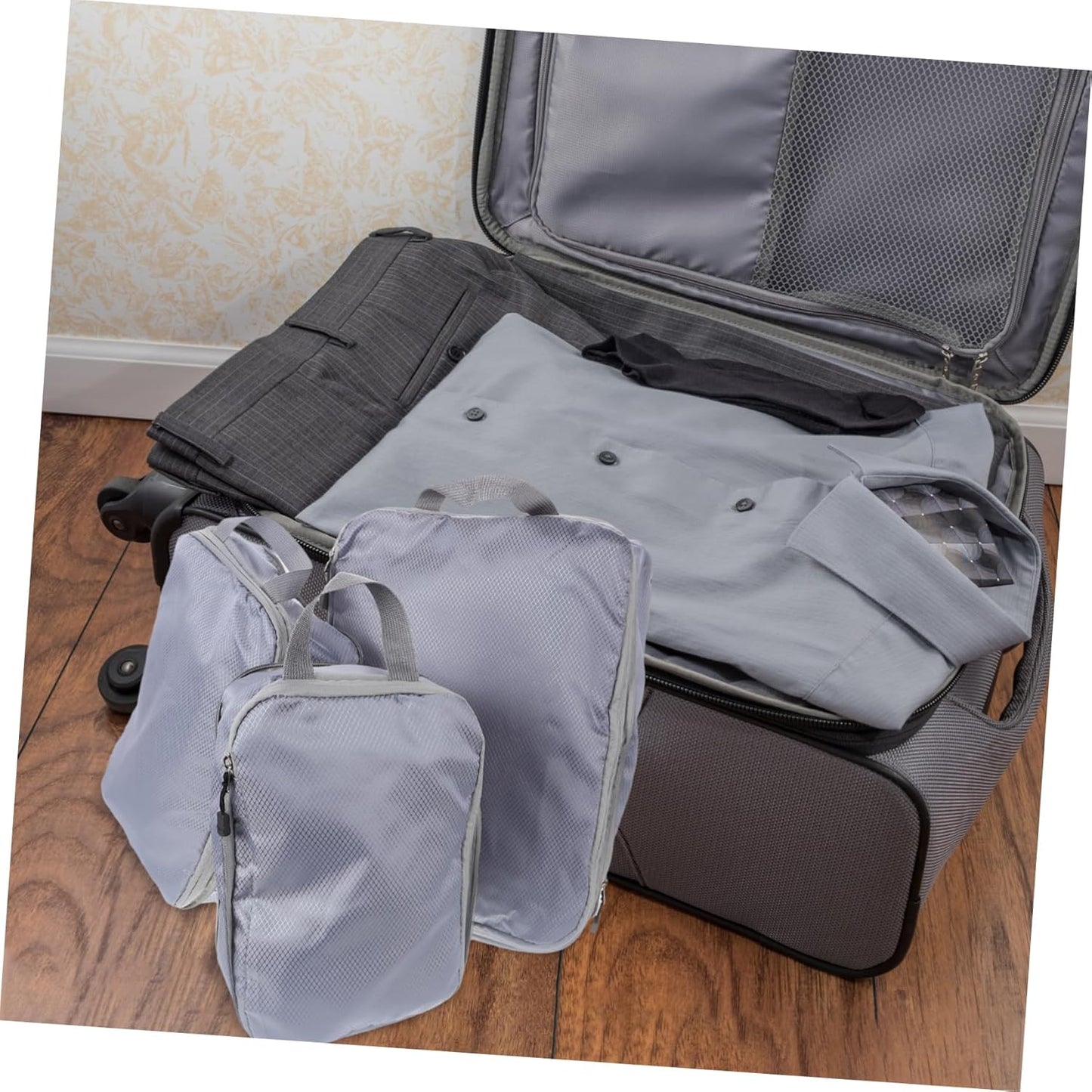 LIFKOME 3Pcs Travel Storage Bag Compression Organizer Bags for Clothes Shoes Toiletries and Lightweight Travel Packing Cubes for Easy Organization