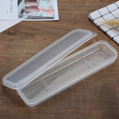 2Pcs Simple Utensil Holder with Lid, Portable Flatware Box Travel Tableware, Transparent Storage Box, Holder Travel Chopstick Case Spoon Case Fork Holder for Lunch