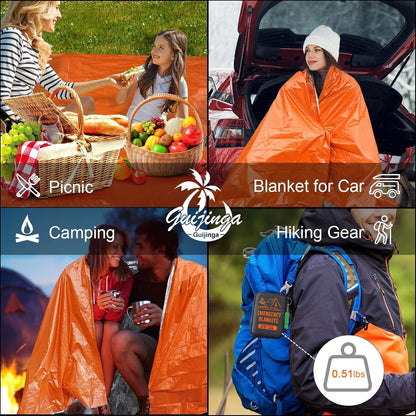 Guijinga Emergency Blanket, 2-Pack/4-Pack Emergency Blanket for car, Gigantic & Extremely Thick Space Blanket, Suitable for Outdoor Survival, Camping, and Hiking