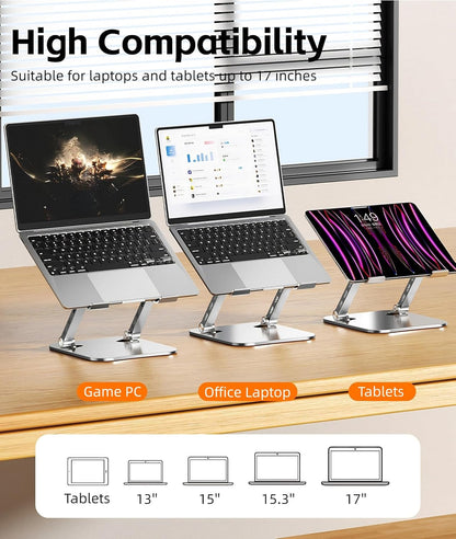 Laptop Cooling Stand, Height Adjustable Laptop Stand for Desk with Cooling Fan, Ergonimic Foldable Laptop Cooling Pad Portable Computer Stand for Laptops Tablets Up to 17in