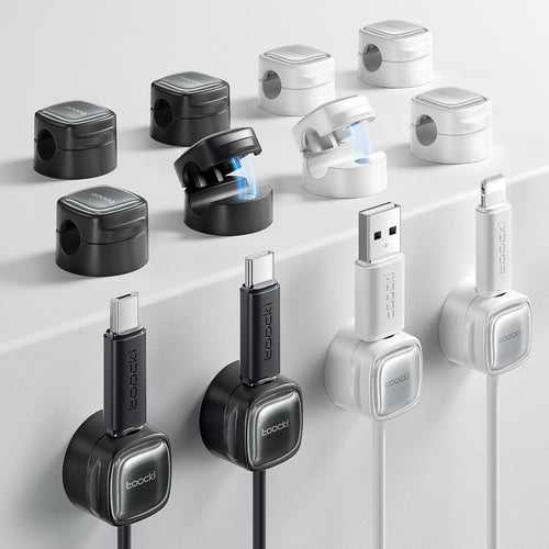 toocki 12 Pack Magnetic Cable Clips Holder, Cord Organizer Cable Management, [Cable Smooth Adjustable] Desk Cable Organizer, Adhesive Wire Organizer Keeper for Home Office Desk Phone Car Wall Desktop