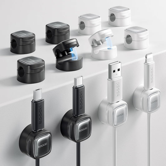 toocki 12 Pack Magnetic Cable Clips Holder, Cord Organizer Cable Management, [Cable Smooth Adjustable] Desk Cable Organizer, Adhesive Wire Organizer Keeper for Home Office Desk Phone Car Wall Desktop
