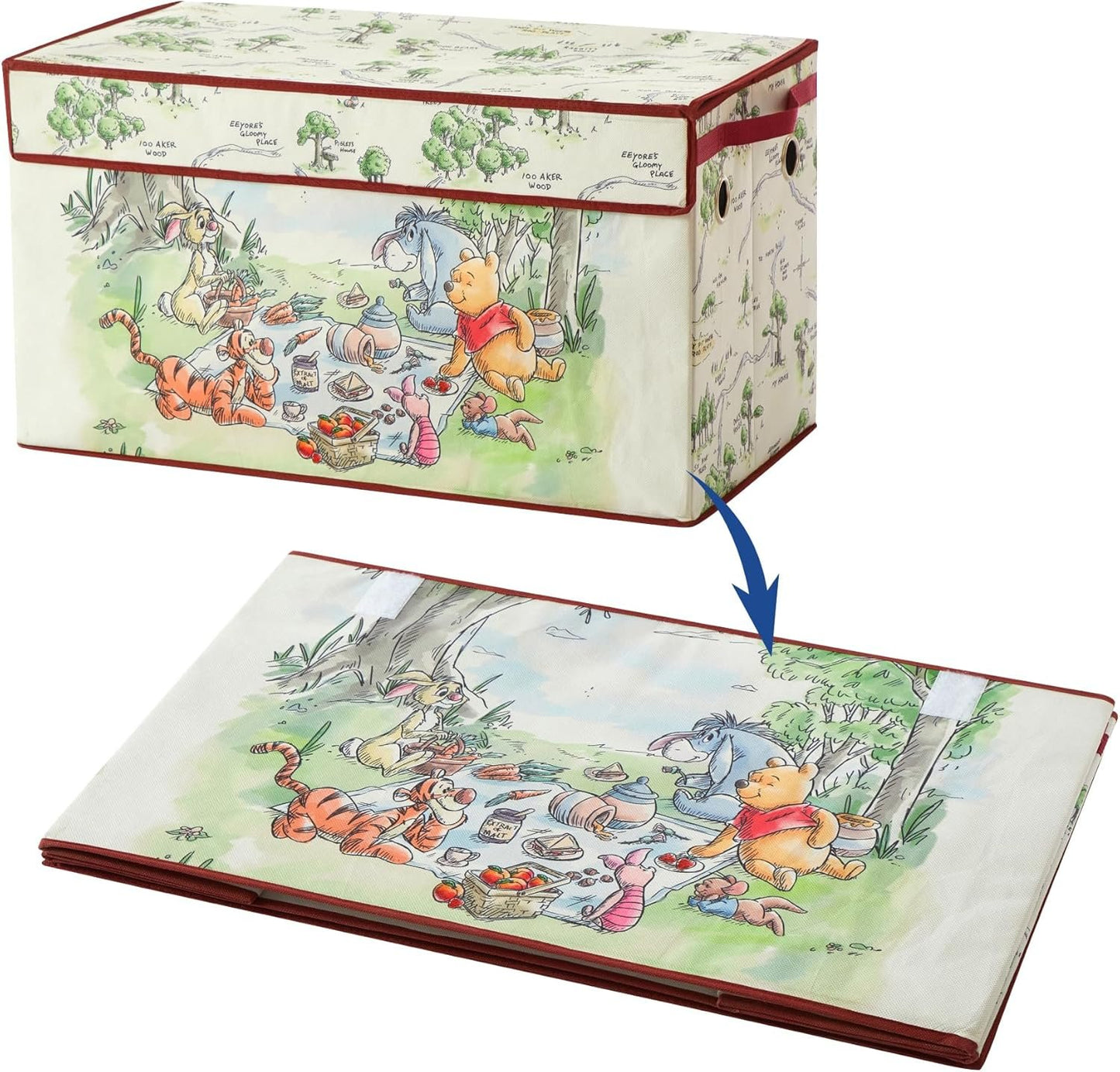 Idea Nuova Disney Winnie the Pooh Collapsible Storage Trunk, Durable with Soft Lid, 28.5"x14.5"x16"