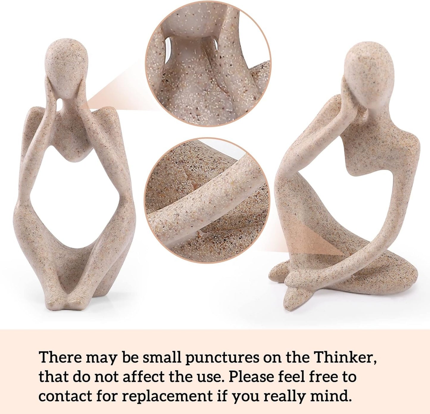 Winshall Home Accents - Resin Thinker Statue 3 PCS, Abstract Bookshelf Decor, Decorative Sculpture for Office, Book Shelf, Figurines (Sandstone)
