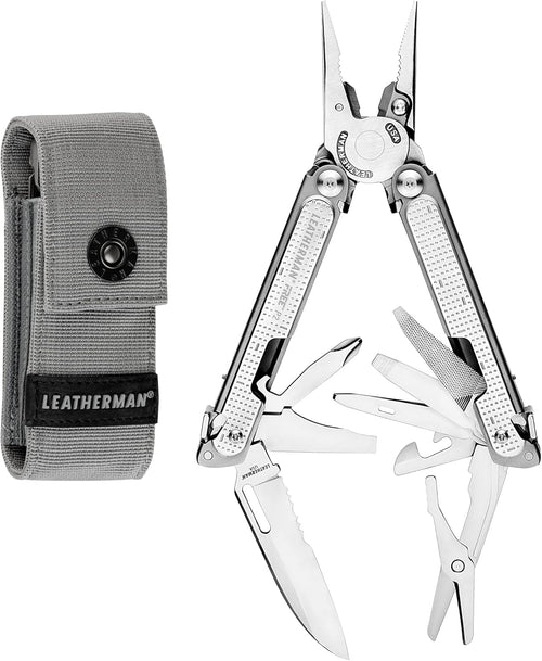 LEATHERMAN, FREE P2 Multitool with Magnetic Locking, One Size Hand Accessible Tools, Made in the USA, with Premium Nylon Sheath