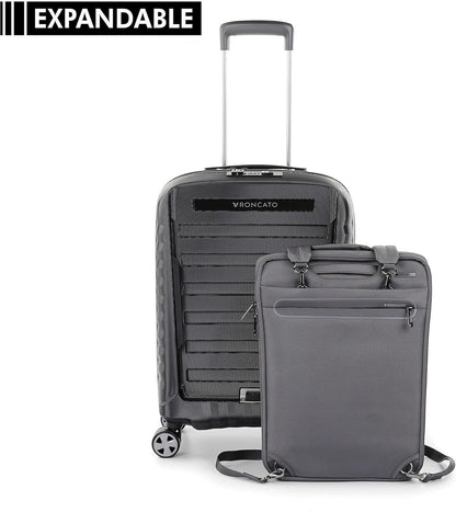 RONCATO Double Premium Expandable Cabin Trolley with Pocket/Backpack for Laptop, anthracite, Hand Luggage