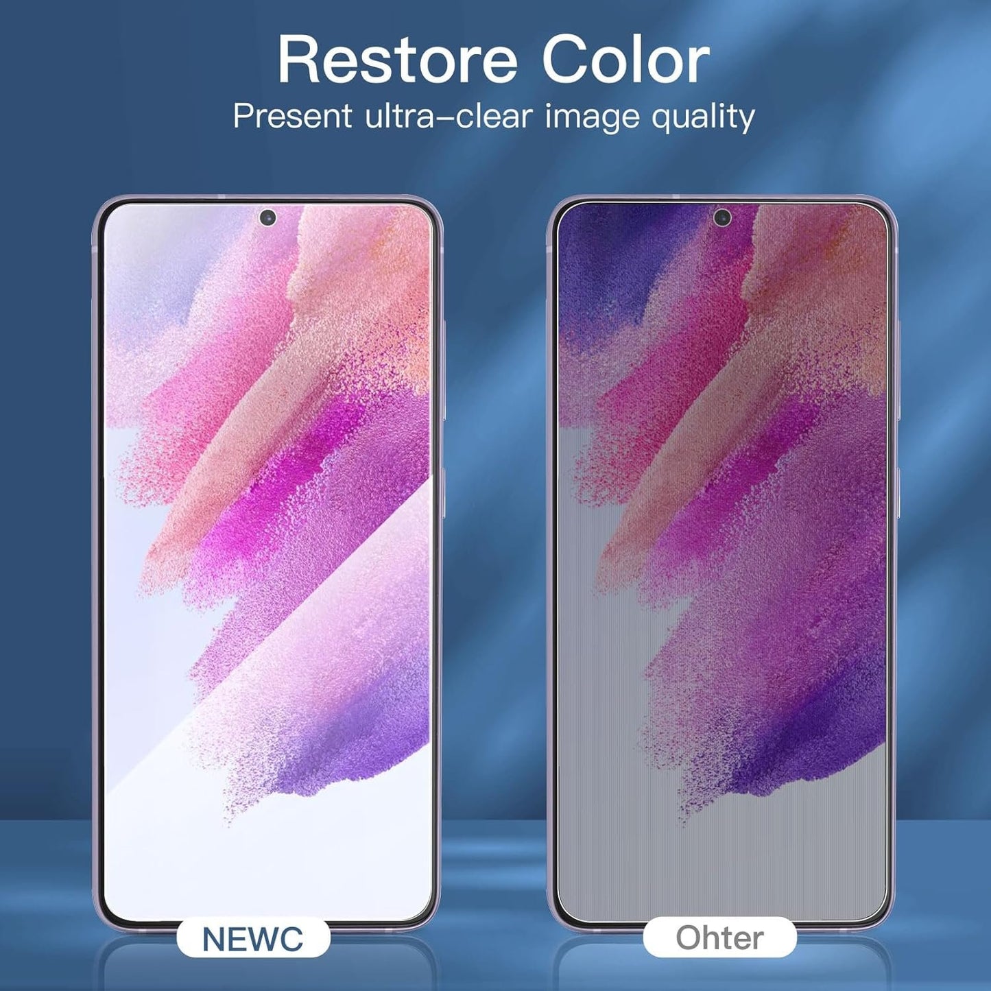 NEW'C 3 Pack Privacy Screen Protector for Samsung Galaxy S21 FE 5G, Enhanced 28-Degree Privacy Angle, Ultra Durable 9H Hardness, Bubble-Free