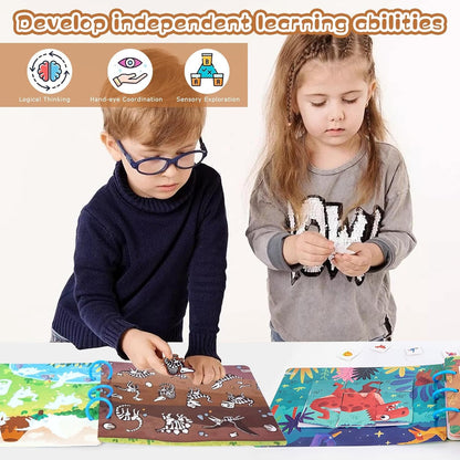 Peeokuo 3 Pack Montessori Busy Book for Toddlers 3+, Kindergarten/Prek/Preschool Learning Activities, Autism Sensory Book, Quiet Activity Book, Educational Toys Learning Materials for Kids Ages 3-5