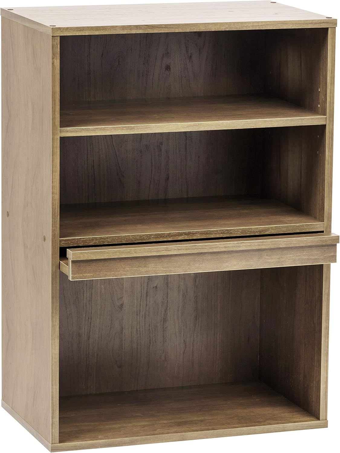 Iris Ohyama, Wardrobe with Doors, Storage Shelf, 2 Modular Compartments, Design, Solid, Modern, Multi-purpose, Office, Bedroom, Living Room, Flap CHR-1, Ash Brown