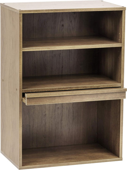 Iris Ohyama, Wardrobe with Doors, Storage Shelf, 2 Modular Compartments, Design, Solid, Modern, Multi-purpose, Office, Bedroom, Living Room, Flap CHR-1, Ash Brown