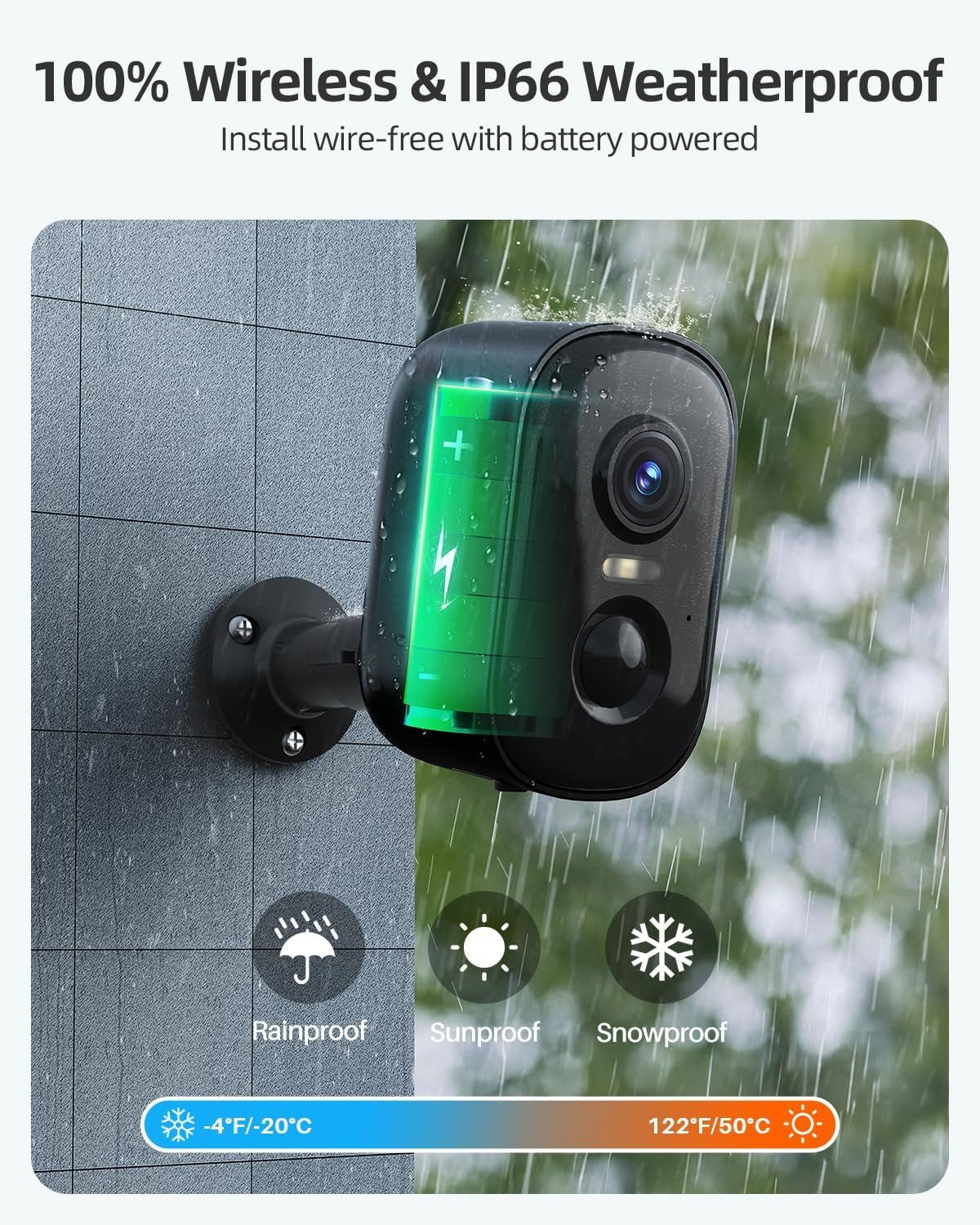 2K Security Cameras Wireless Outdoor, 2 Pack Battery Powered WiFi Cameras for Home Security with AI Motion Detection, Spotlight Color Night Vision, 2-Way Talk, Siren Alarm, IP65, Cloud/SD Storage