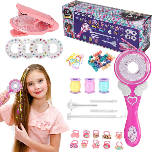 EKKONG Diamond Styling Kit, Hair Braider, Fashion Braid Tools, Automatic Braiding Machine with Comb Gem Applicator for Girls