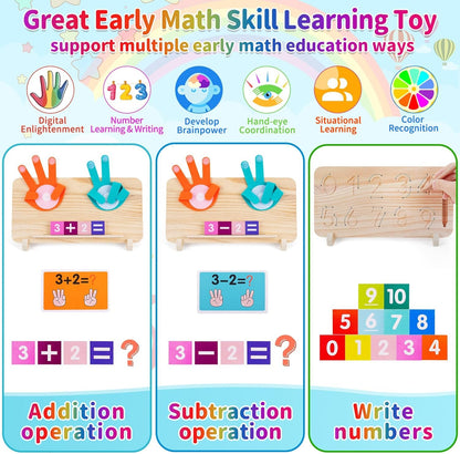 FCSONU Preschool Learning Educational Toys for Toddlers 3-4, Math Manipulatives Finger Counting Number Counting Blocks for Kids Ages 3-5, Montessori Toys for 3 4 5 Year Old Boys Girls Birthday Gifts