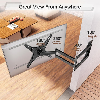 ELIVED Outdoor Long Arm TV Wall Mount for Most 26-65 Inch TVs, 37.4 Inch Long Extension TV Mount Swivel and Tilt, Max VESA 400x400mm, Full Motion Weatherproof Wall Mount tv Bracket Holds up to 77 lbs.
