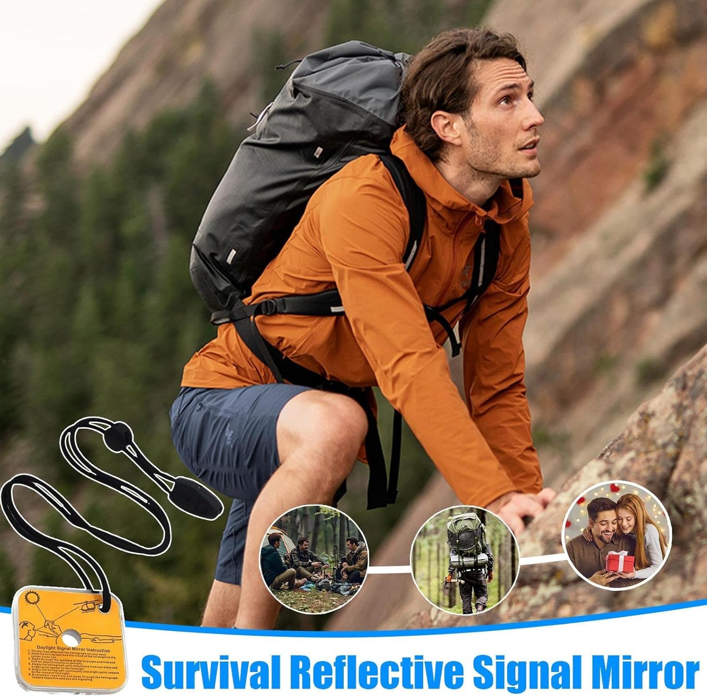 Generico Signal Mirror, Survival Reflective Mirror Tool, 2.24 x 2.24 in Lightweight Outdoor Decor, Compact Signaling Accessory for Hiking, Camping, Travel and Car Safety