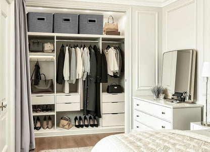 DECOMOMO Storage Baskets for Shelves Robust Closet Storage Bins for Clothes, Books, Toy Organization (Pack of 3 - Charcoal)