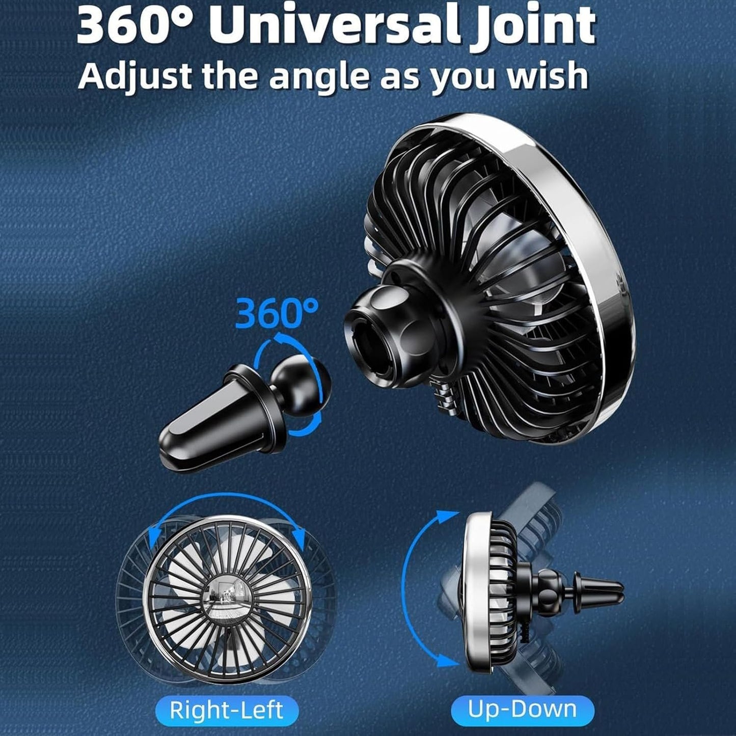 Portable Fan For Car - USB Car Air Outlet Fan - 15V Long-lasting Ventilation Device For Truck RV Vehicle Camping Travel