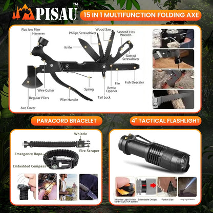PISAU Survival Kits, 250 Pcs Emergency First Aid Kit Supplies for Vehicles Travel car Camping Hiking Disaster Preparedness
