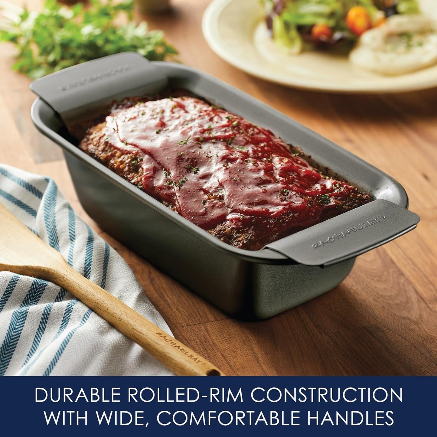 Rachael Ray 47364 Meatloaf Pan, 9" x 5", Gray