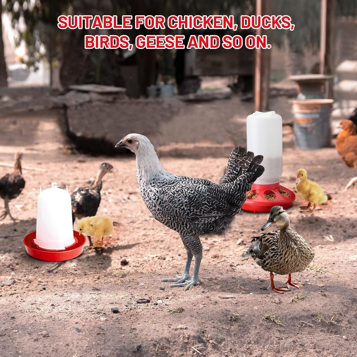 Sykria Chick Feeder and Waterer Kit, Automatic 1.5L Chick Waterer and 1L Chick Feeder for Poultry Farm Chick