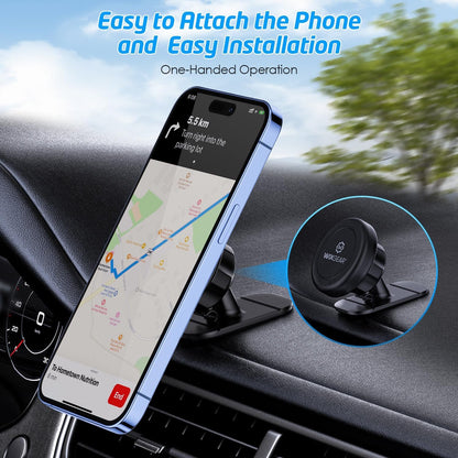 Magnetic Car Mount, WixGear Universal Stick On Mount (2 Pack) Dashboard Magnetic Phone Holder for Car, for Cell Phones and Mini Tablets with Fast Swift-snap Technology, Strong Phone Mount for Car