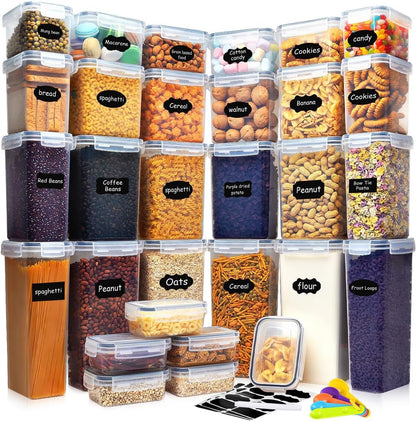 Anshine 30 Pack Airtight Food Storage Containers Set, BPA Free Pantry Storage Containers Kitchen & Cereal Organizer Containers for Food Storage - Labels & Marker