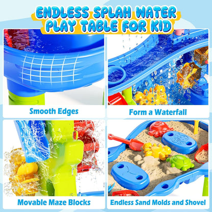 Skirfy 4-Tier Water Table for Kids Toddlers 3-5 4-8,Outdoor Summer Sand and Water Play Water Activity Tables Beach Toys for Outside Backyard