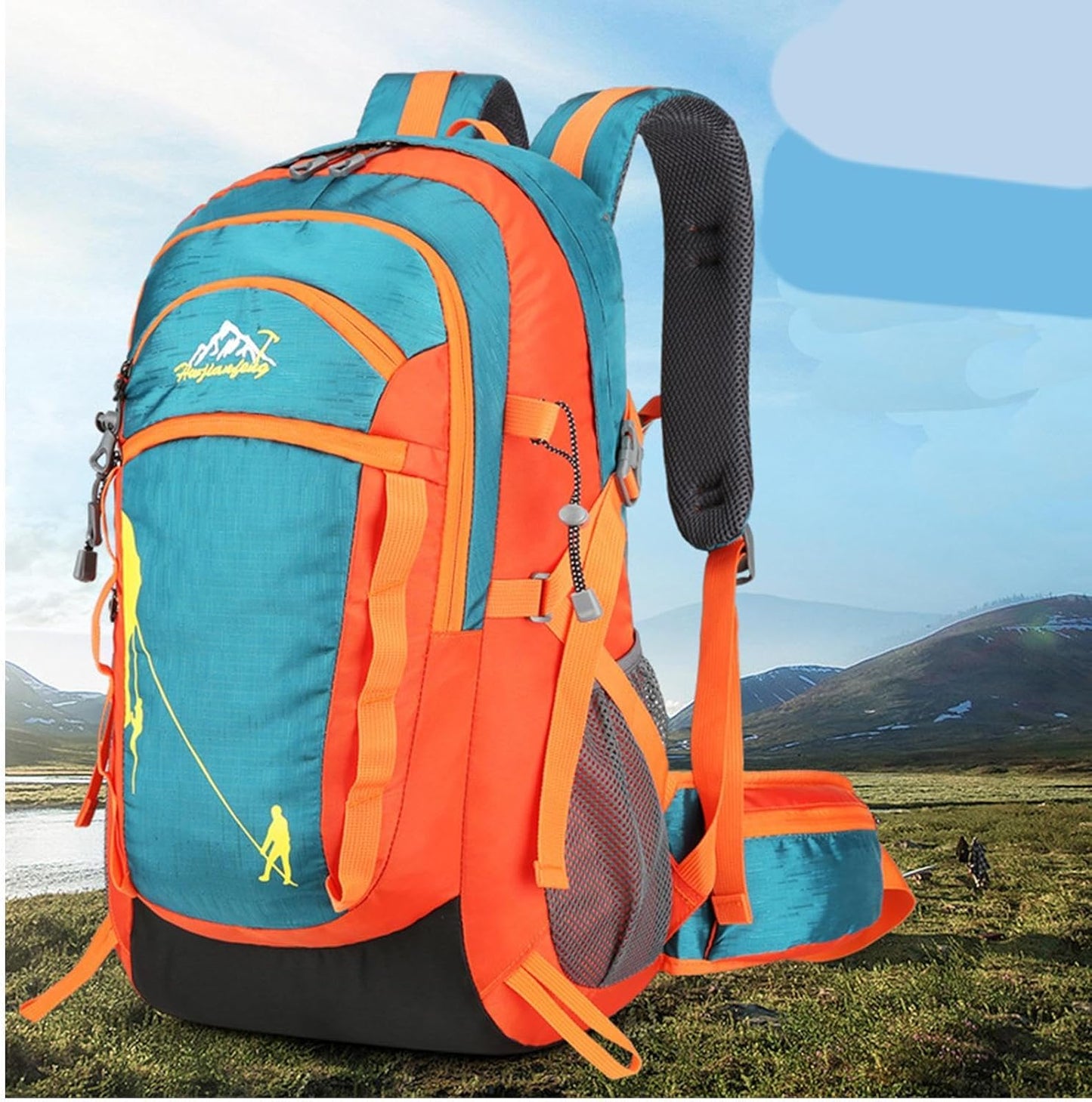 Outdoor Arrampicata Zaino, Impermeabile Campeggio Zaino, Alta Capacità Impermeabile Camping Gear Bag Outdoor Travel Sport, Arancione, Refer to description
