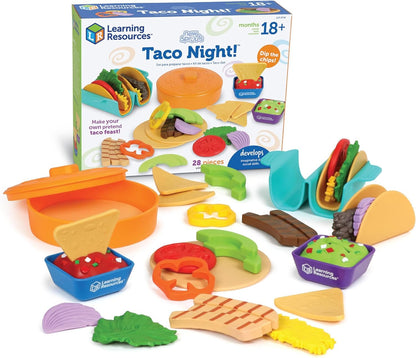 Learning Resources New Sprouts Taco Night!, 28 Pieces, Ages 18 Months+, Play Food for Kids Kicthens, Grocery Store Pretend Play, Play Kitchen Accessories