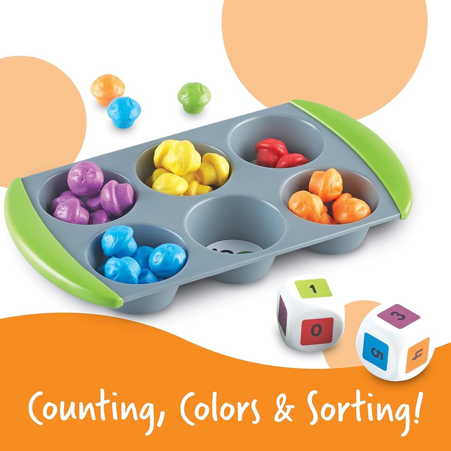 Learning Resources Mini Muffin Match Math Activity Set - 76 Pieces, Ages 3+ Toddler Learning Toys, Counting and Sorting Toys