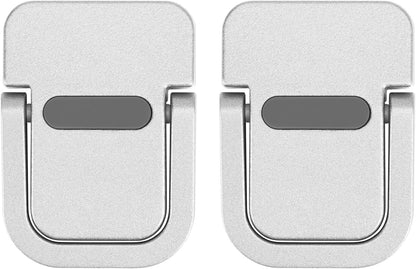 Bidponds 2 PCS Portable Invisible Laptop Stand, Mini Aluminum Feet Lifter, Self-Adhesive Foldable Cooling Riser, Computer Keyboard Mount Kickstand for 12-17 Inches Laptops, Silver