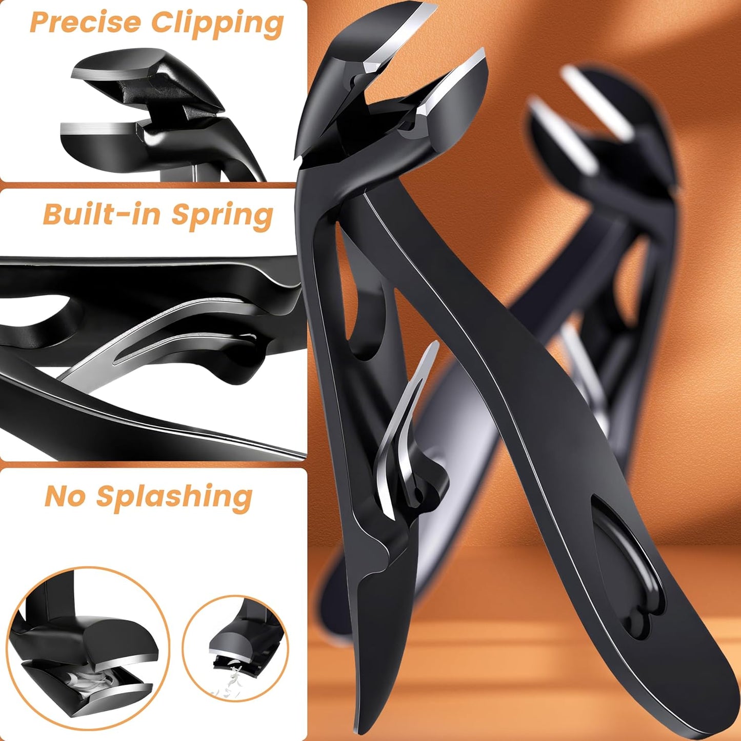 YESDEX Toe Nail Clippers - Wide Jaw Nail Clippers for Thick Nails, Professional Nail Cutter Care Kit for Seniors, Angled Head Toenail Clipper Set with Catcher for Men and Women, Travel Box for Gifts