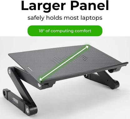 Uncaged Ergonomics WorkEZ Adjustable Laptop Stand for Desk, Laptop Stand Adjustable Height, Foldable Aluminum Cooling Computer Holder & Riser for Desk Bed, Black, XL