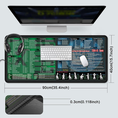 secret corner excel&Word Cheat Sheet Mousepad,XXL Office Desk Accessories Desk mat, Computer Desk Mouse pad,Extra Large Office Keyboard Shortcuts Mouse Pad,PC Gaming Non-Slip Desk pad.(Excel&Word)