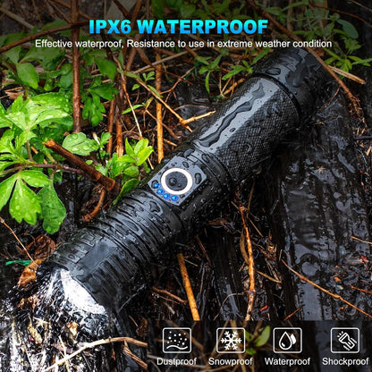 Rechargeable Flashlight 300,000 Lumens, BCOTE Super Bright Led Flashlights, Flash Light with ΒATTERY & 12 Hours Runtime, Zoomable, IPX6 Waterproof Flashlight High Lumens for Emergency Camping