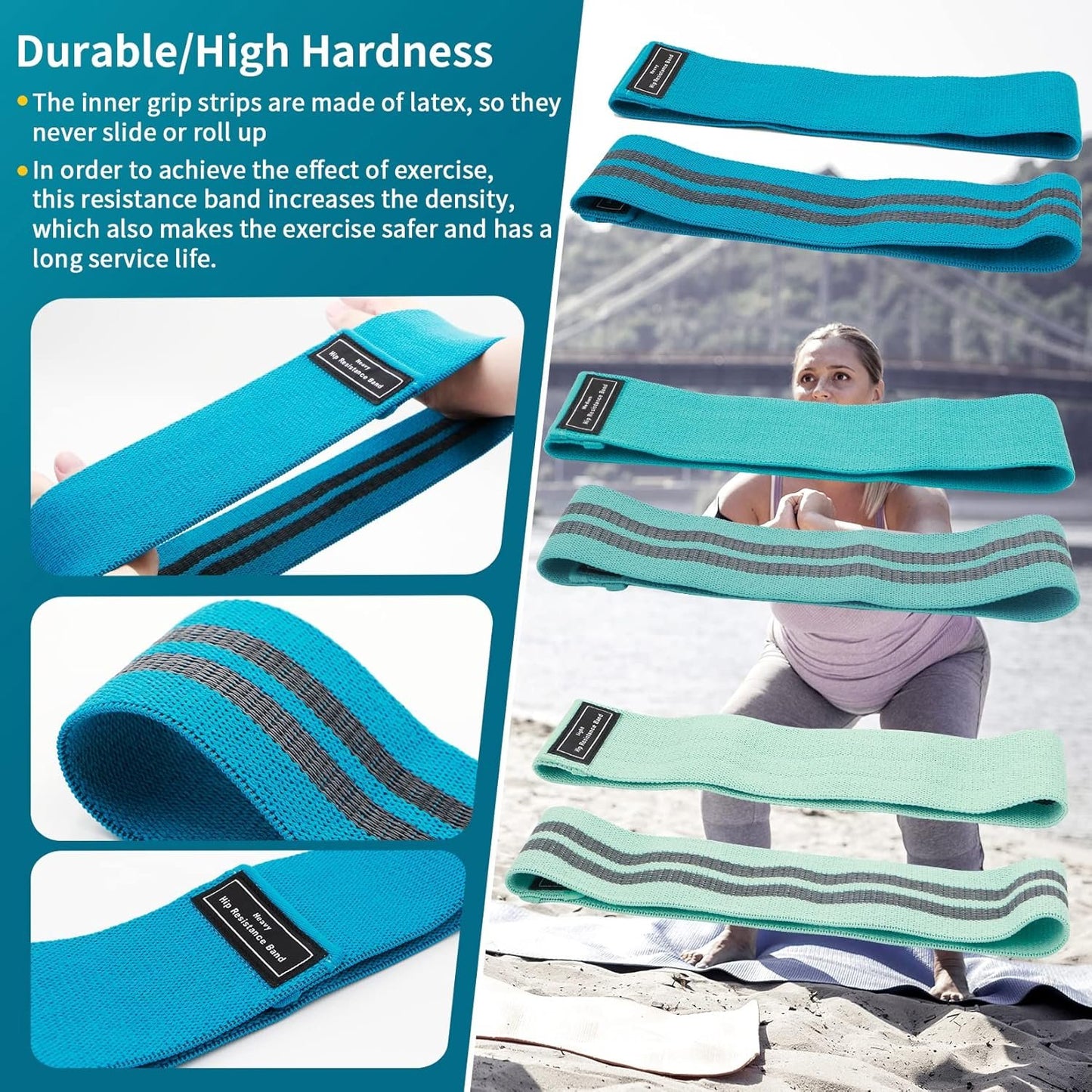 Houselog Resistance Bands Sets Portable Exercise Loops for Legs and Hip 3 Resistance Level Workout Weight Bands with Non-Slip Design Workout Flexbands for Home Gym Office Yoga Pilates