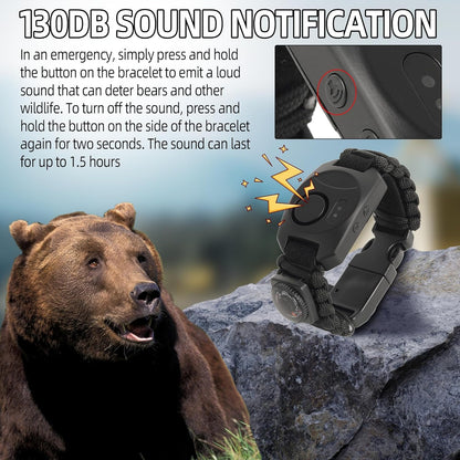 Calvana 8 in 1 Bear Deterrent Devices,Tactical Paracord Rope Bracelets Kit with SOS LED Light,Compass and Fire Starter,Magnesium Fire Starter,Emergency Whistle, Camping and Hiking Survival Tool