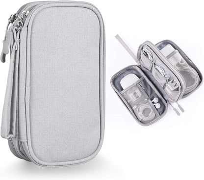 CAOODKDK Electronics Accessories Cases, Travel Cable Organizer Pouch Bag, Portable Waterproof Double-Layer All-in-One Storage Bag, Charger&USB Cable/Power Bank/Magic Mouse/Earphones (Grey)