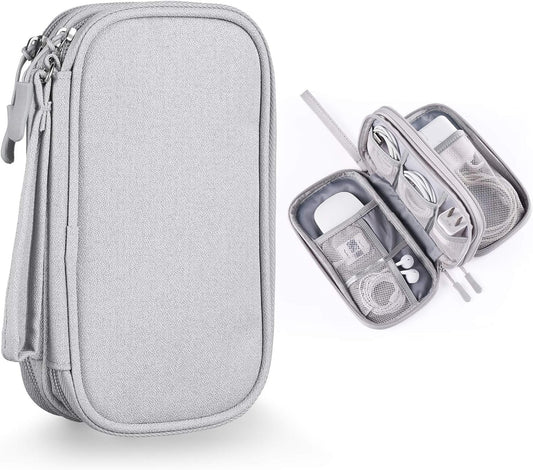 CAOODKDK Electronics Accessories Cases, Travel Cable Organizer Pouch Bag, Portable Waterproof Double-Layer All-in-One Storage Bag, Charger&USB Cable/Power Bank/Magic Mouse/Earphones (Grey)