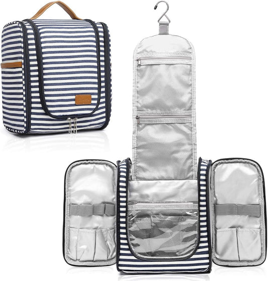Bosidu Hanging Toiletry Bag for Women with Sturdy Hook, Large Makeup Organizer kit with 21 Compartments, Water-Resistant Cosmetic Bag for Travel or Daily Use