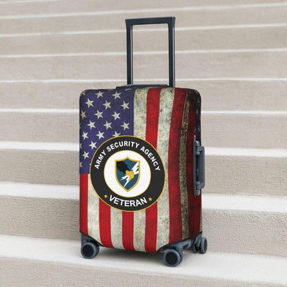 WOLEN Us Army Security Agency Veteran Luggage Cover Travel Luggage Protective Cover, Black, Small
