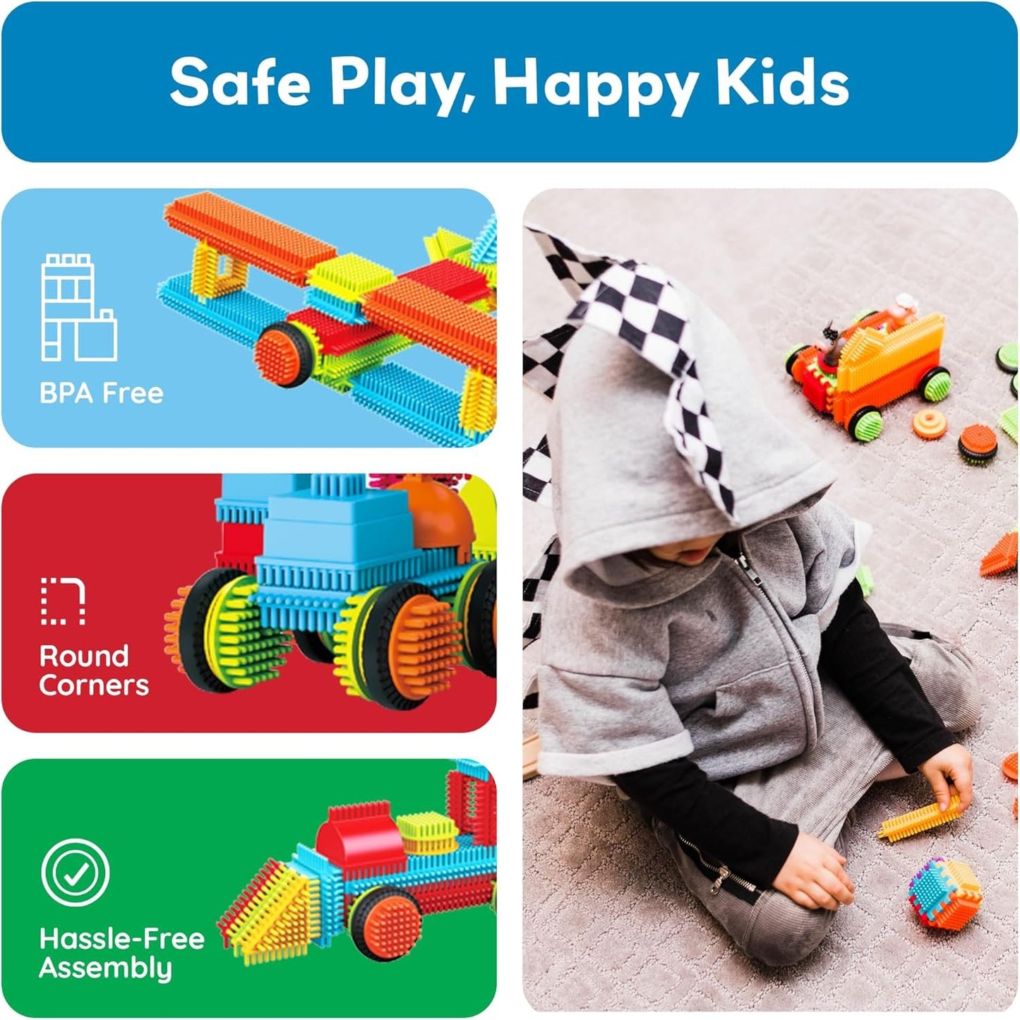 PicassoTiles 120 Piece Hedgehog Interlocking Building Blocks Tiles Construction Toy Set Brush Learning Playset STEAM Toddlers Development Preschool Kindergarten Toys for Kids Boys Girls Age 3+ PTB120
