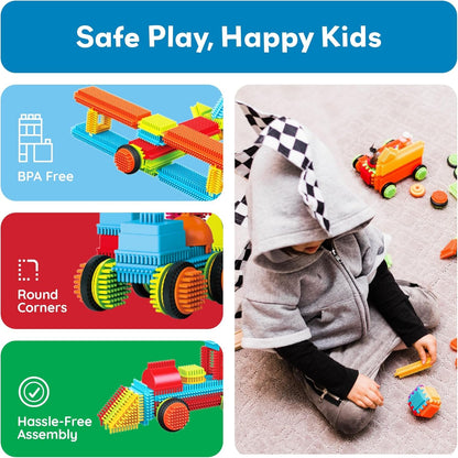PicassoTiles 120 Piece Hedgehog Interlocking Building Blocks Tiles Construction Toy Set Brush Learning Playset STEAM Toddlers Development Preschool Kindergarten Toys for Kids Boys Girls Age 3+ PTB120