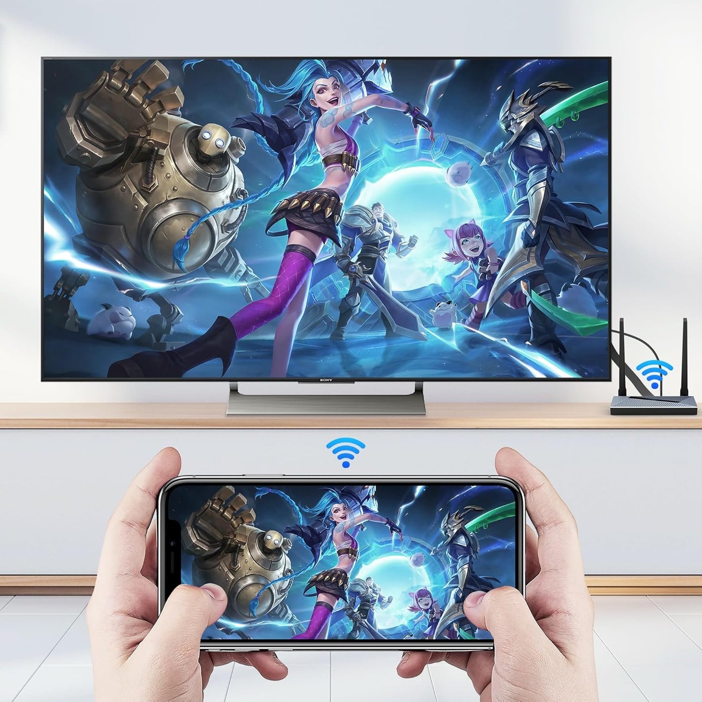 Wireless HDMI Transmitter and Receiver with Wireless HDMI Converter Dongle Adapter, Plug and Play Support 2.4/5GHz 4K Decoding Wireless HDMI Kit for Streaming Video and Audio to Monitor from Laptop/Pc