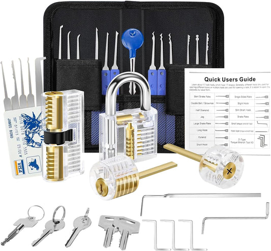 Latest Lock Pick Set, [36 Pcs] Yakiter Premium Lock Picking Kit with 4 Transparent Training Locks, Complete Professional Tools for Beginners & Locksmith Practice (Blue)