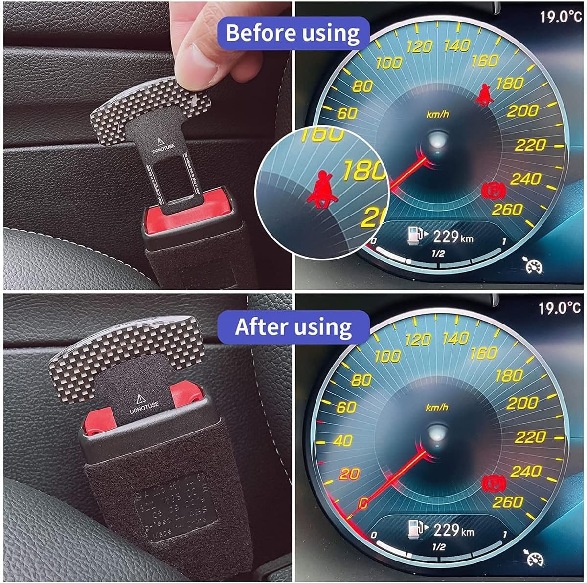 Seat Belt Clip, 2 Pack Metal Car Seat Belt Plugs, Alarm Stoppers for Car Seat Belt Buckles, Universal Auto Metal Car Interior Accessories (Carbon Fiber)