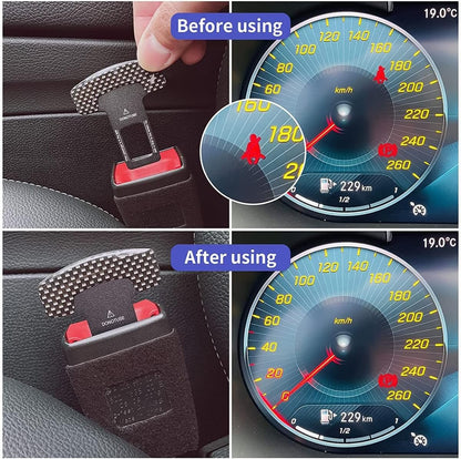 Seat Belt Clip, 2 Pack Metal Car Seat Belt Plugs, Alarm Stoppers for Car Seat Belt Buckles, Universal Auto Metal Car Interior Accessories (Carbon Fiber)