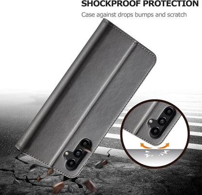 WAURZ Cover for Samsung Galaxy A54 5G, Case Cover Leather Book Wallet with Magnetic Card Holder Stand Protection Flip PU Leather Shockproof Case Cover for Samsung Galaxy A54 5G, Grey
