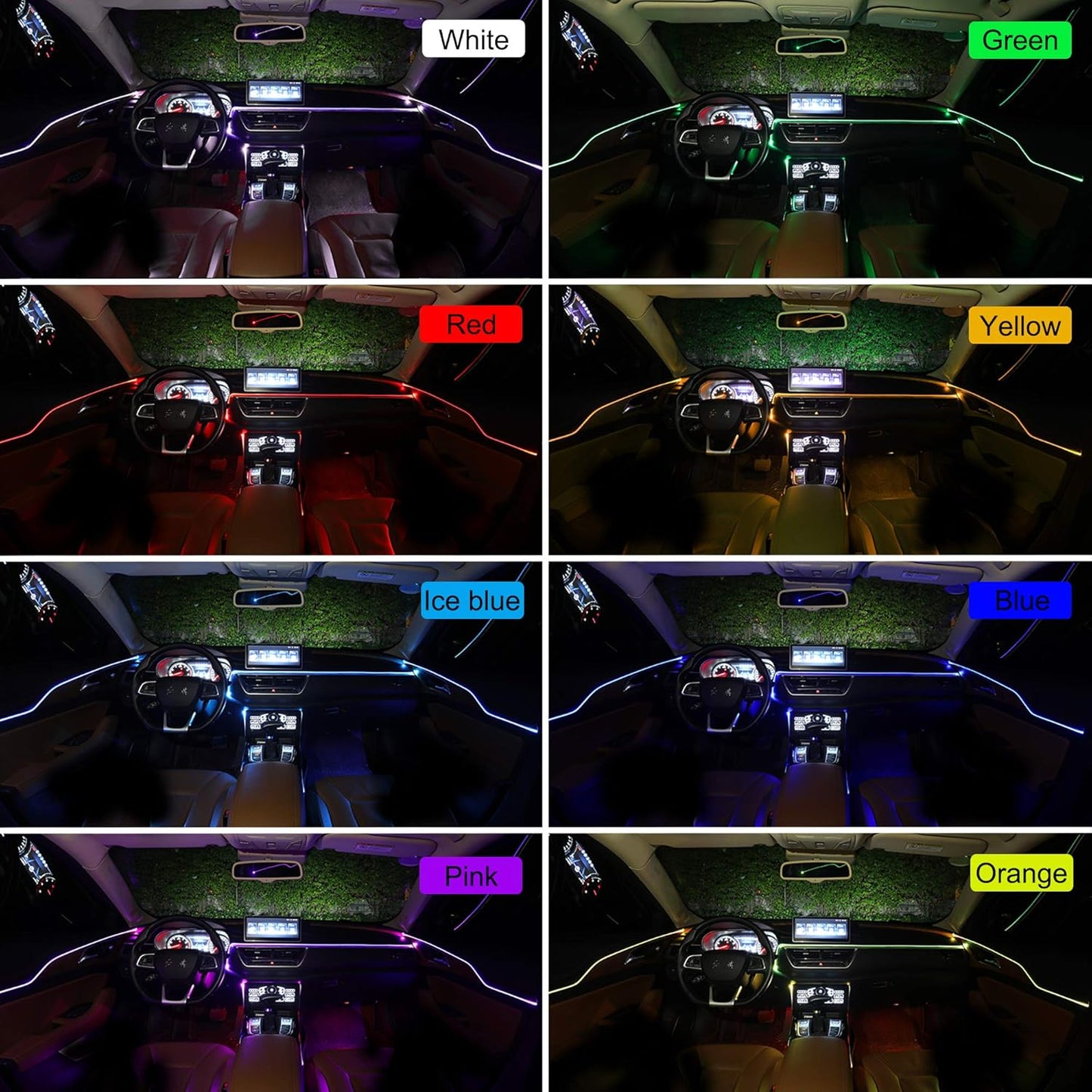 TABEN Car Ambient Light USB RGB Remote Control + App Control Decorative Light Lamp DIY Refit Flexible Fibreglass Tube 64 Colours Interior Lighting Atmosphere Light 1W DC 12V 3m